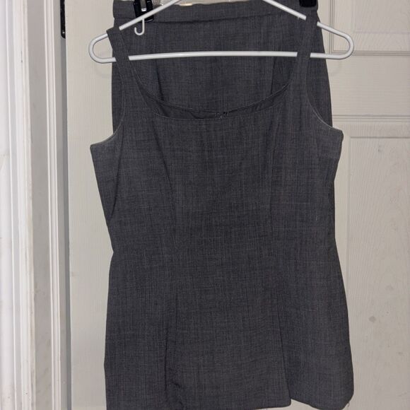 Set of 2 Dana Buchman Women’s Gray Wool Linen Blend Skirt And Top Size 2 - Picture 1 of 6